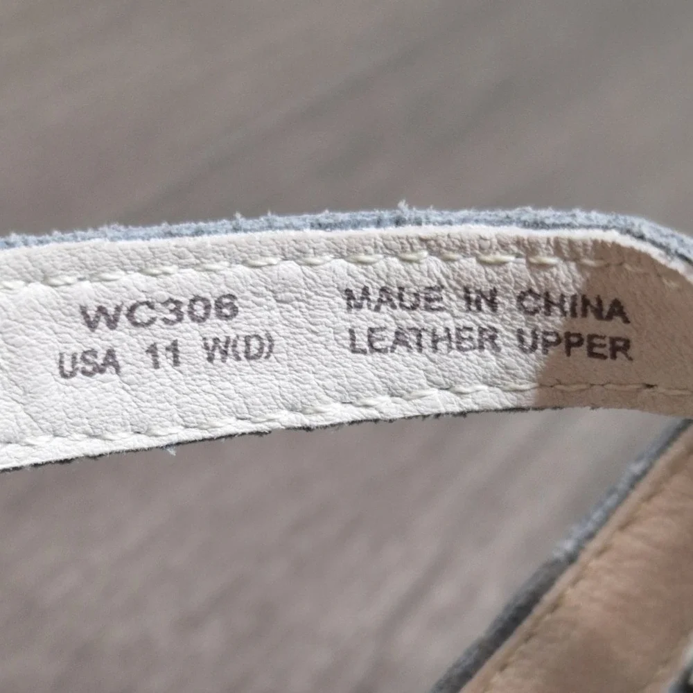 Propet Womens Size 11 Wide Silver Metallic Leather Laser Cut Wedge Sandals WC306